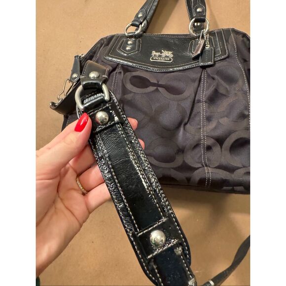 Coach Op Art Signature Handbag Black Purse Shoulder Bag *note - Picture 5 of 12
